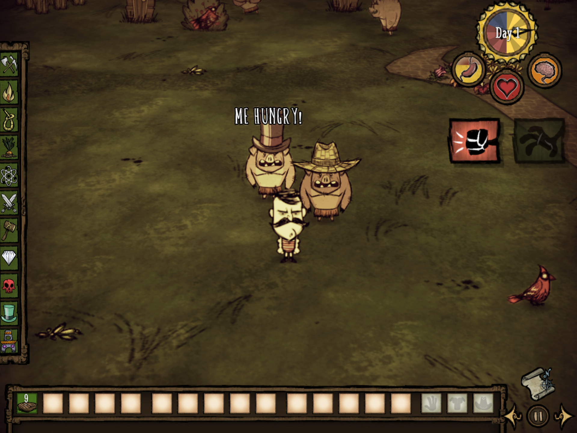 Ilustrowana karta końcowa przewodnika Don't Starve: Pocket Edition
